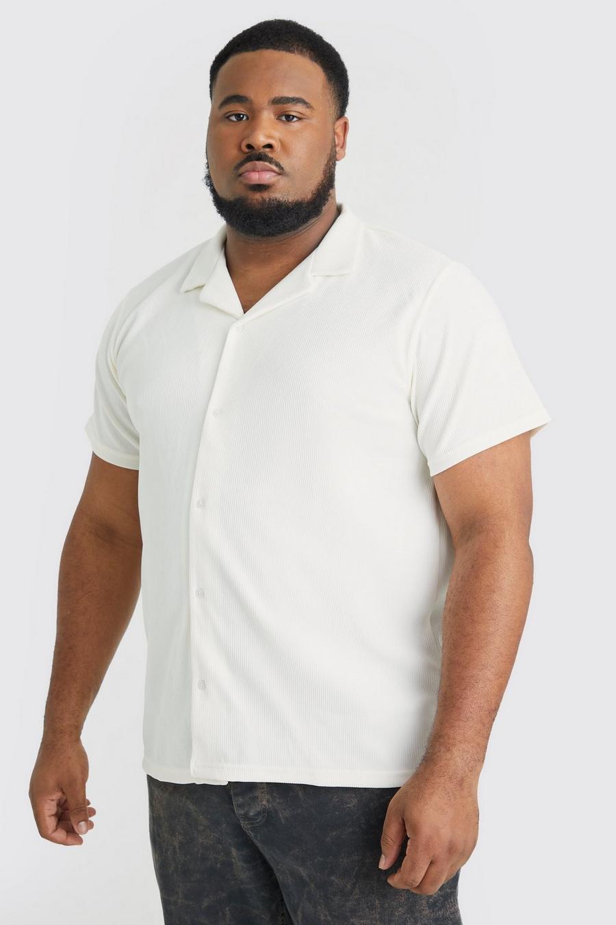 Grande taille - Chemise côtelée à manches courtes, Sand