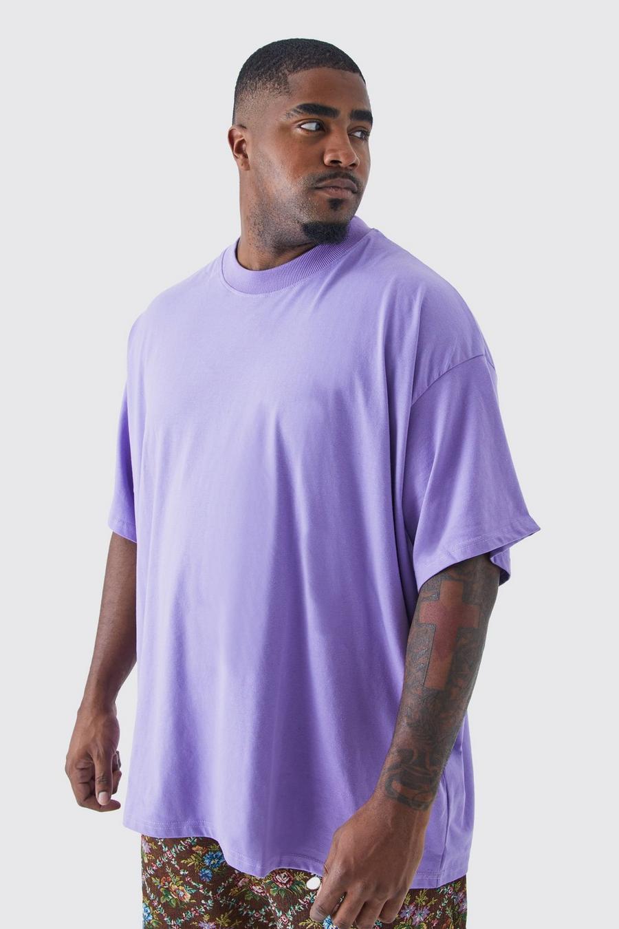 Purple Plus Oversized Dik T-Shirt Met Brede Nek image number 1