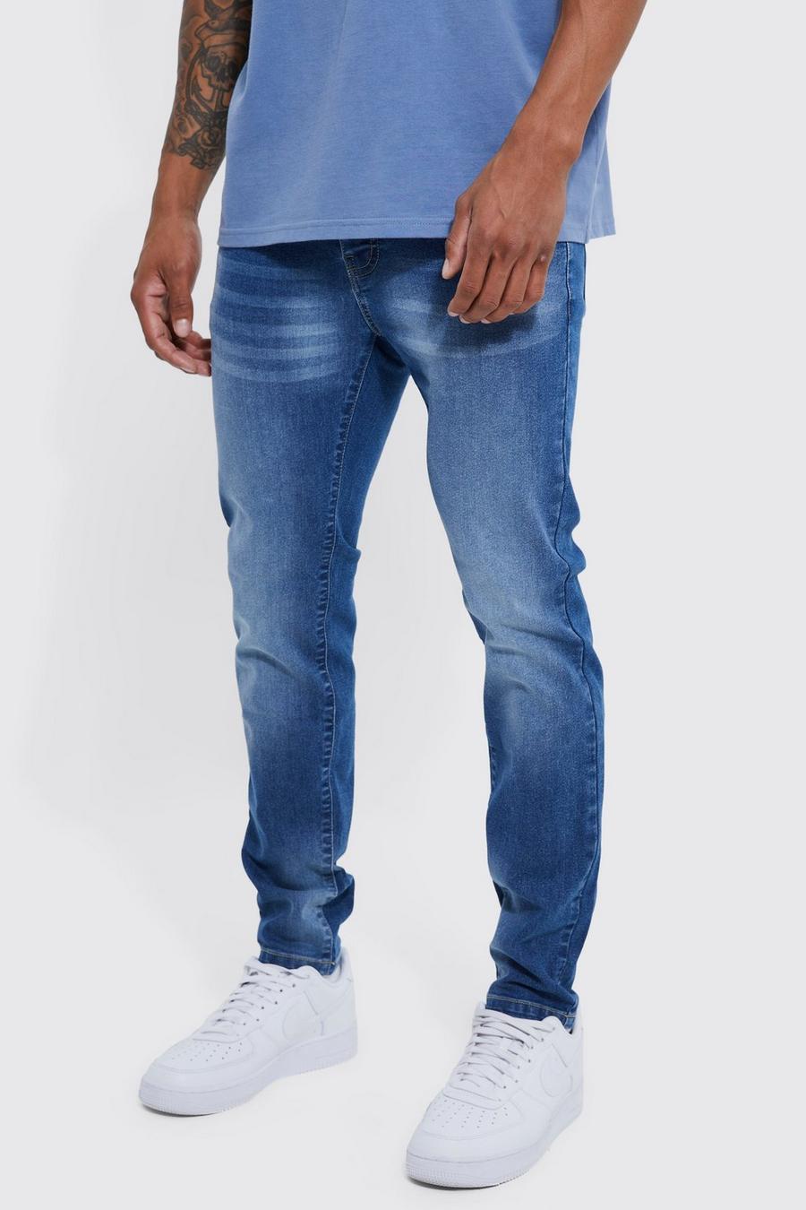 Skinny Stretch Jeans, Mid blue