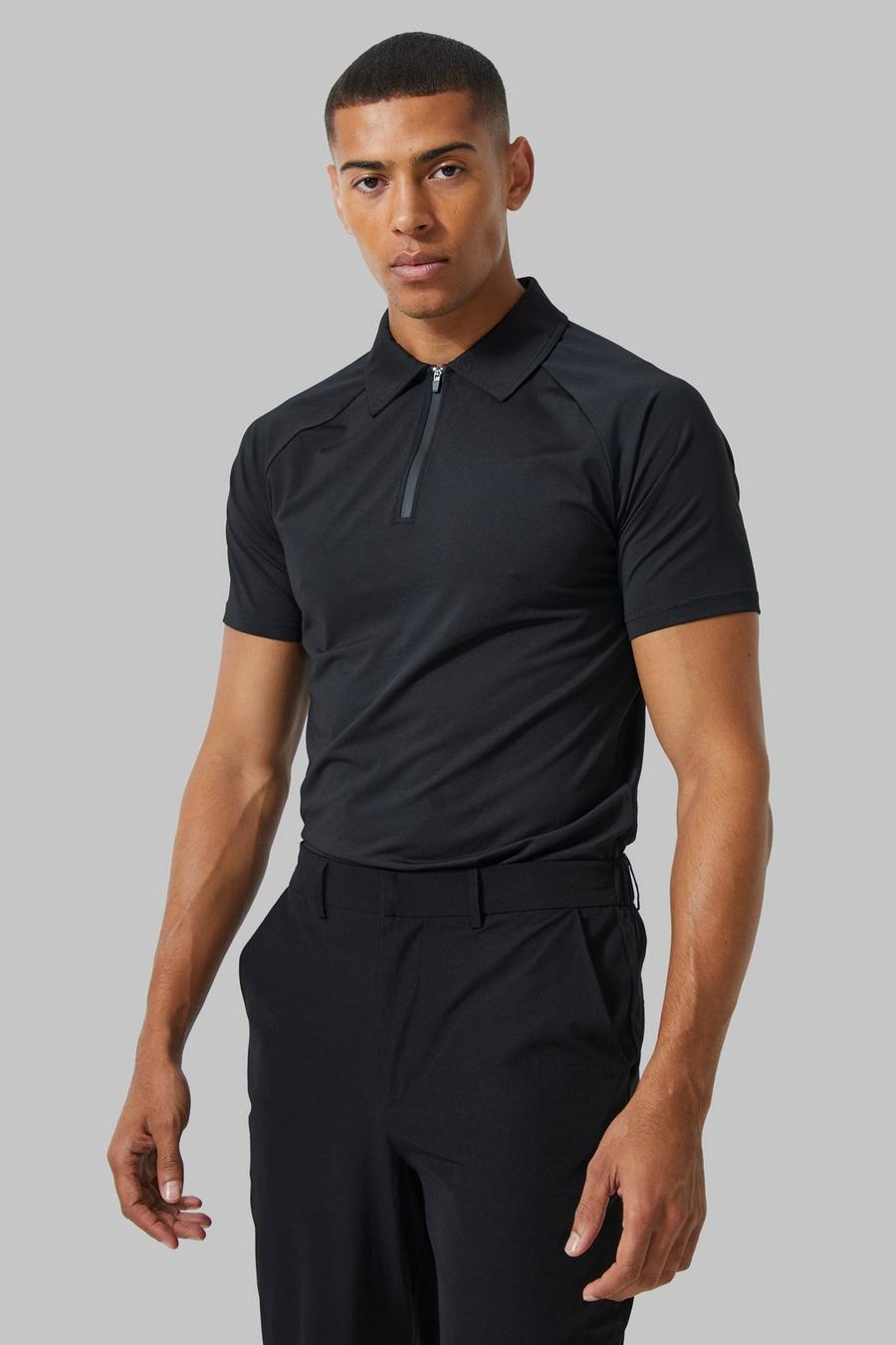 Man Active Golf Poloshirt, Black