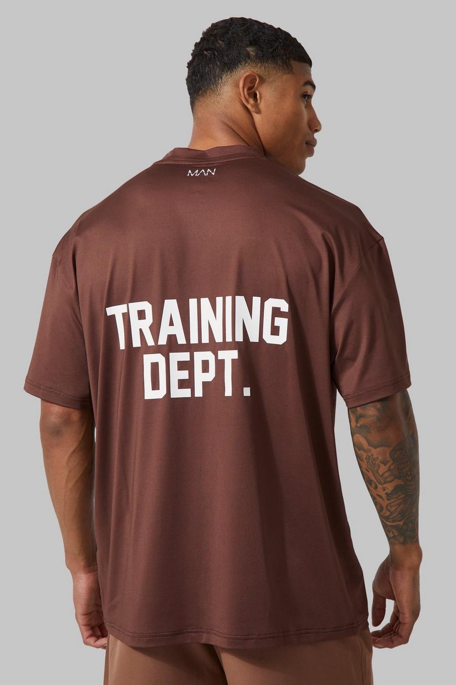 Man Active Training Dept Performance Oversize T-Shirt, Chocolate