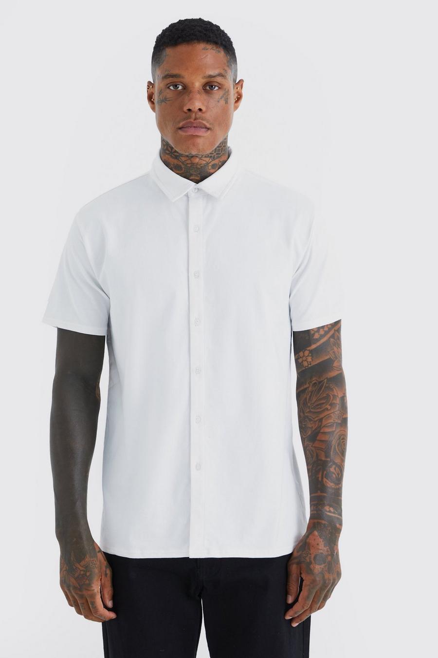 Chemise droite en jersey à manches courtes, White