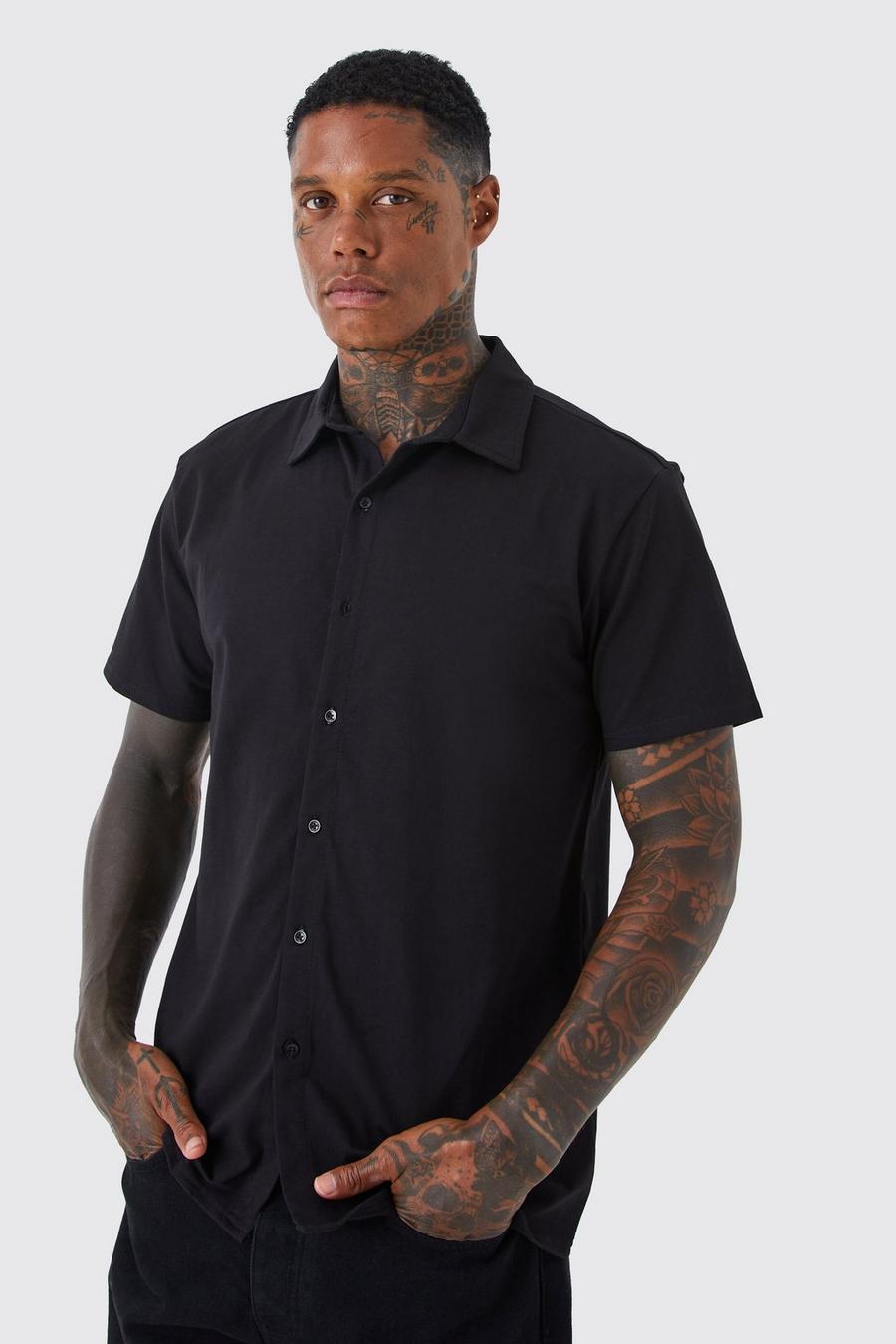 Kurzärmliges Jersey-Hemd, Black image number 1