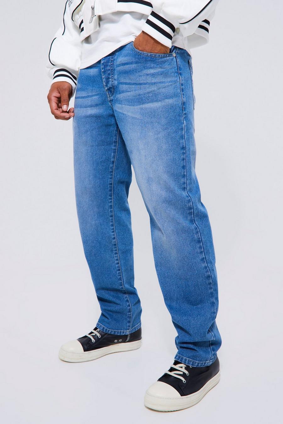 Mid blue cotton Fit Rigid Jeans