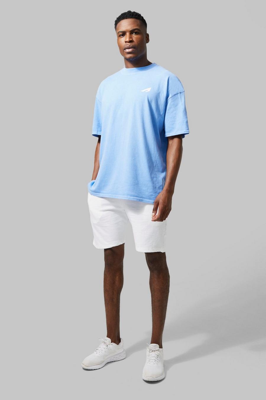 Set pantaloncini Active oversize sovratinti con logo, Light blue