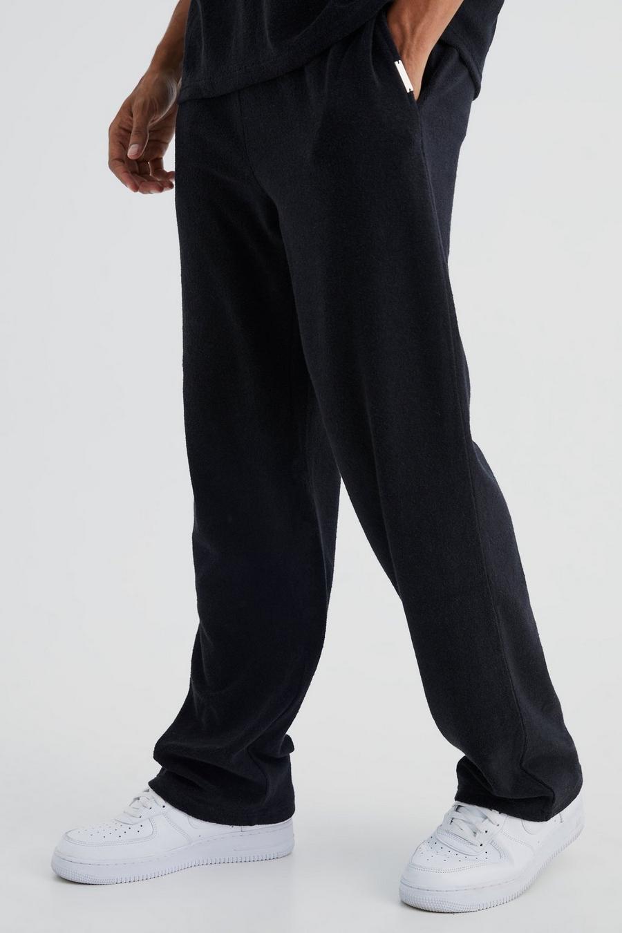 Pantalón deportivo holgado de felpa Premium, Black