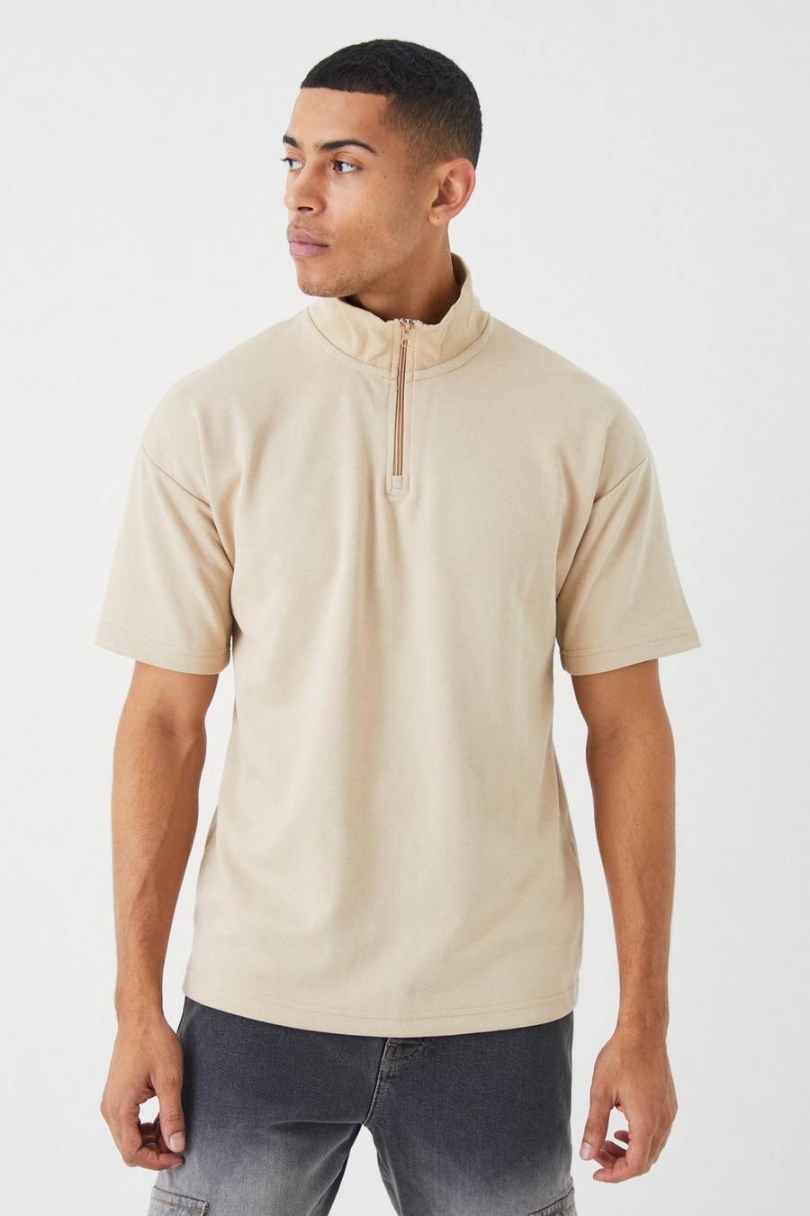 Stone Relaxed Interlock Funnel Neck Polo
