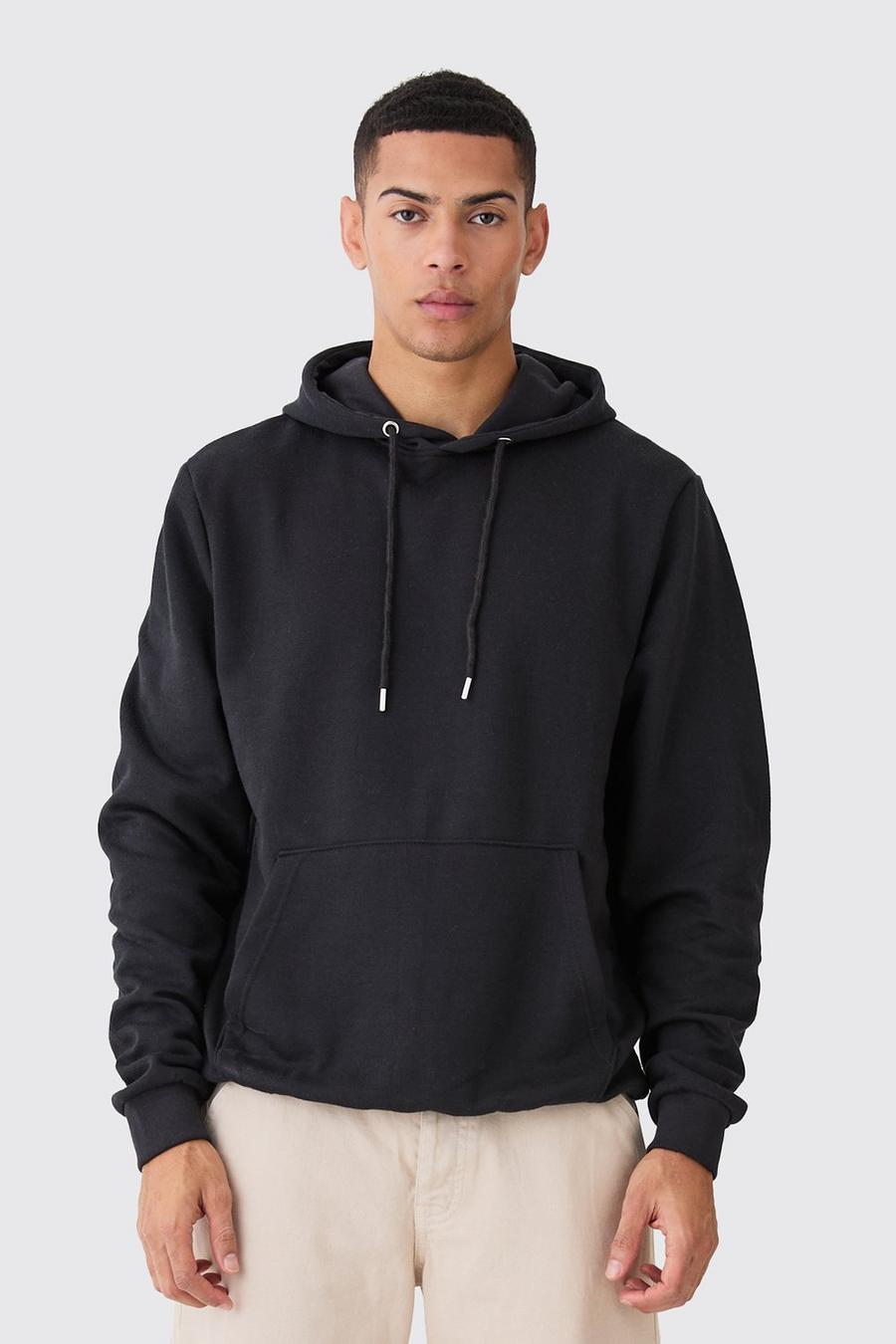 Black Basic Oversized hoodie i boxig modell
