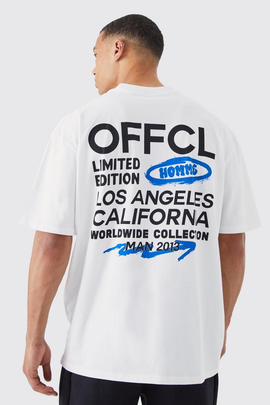 Tall - T-shirt oversize imprimé à col montant, White