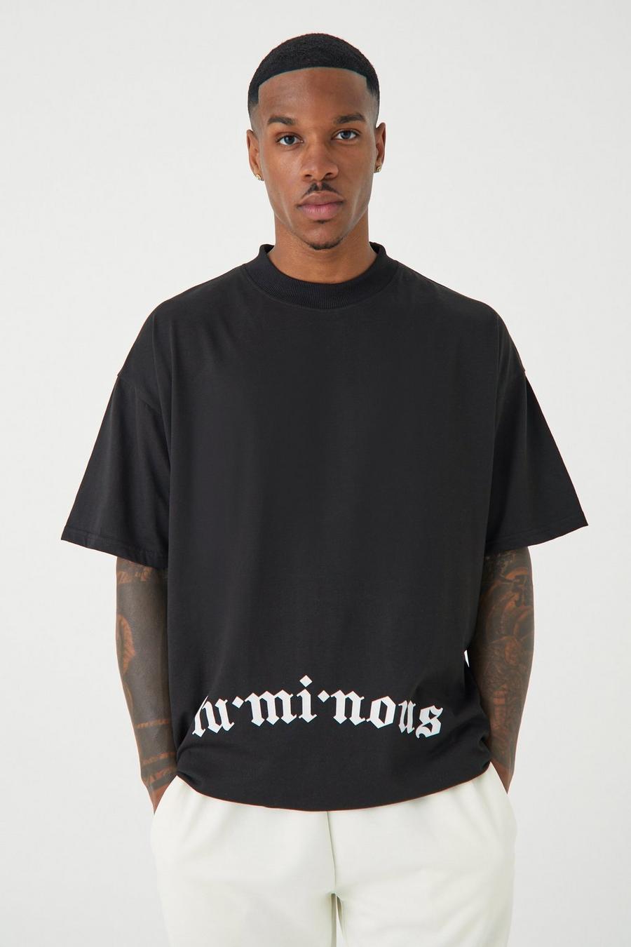 Camiseta oversize con estampado gráfico renacentista, Black