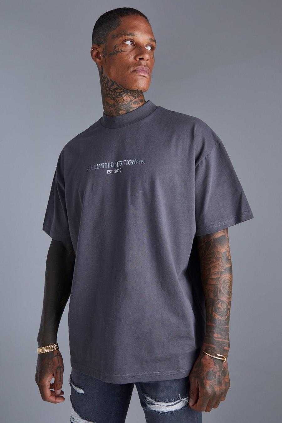 T-shirt épais oversize imprimé, Dark grey image number 1