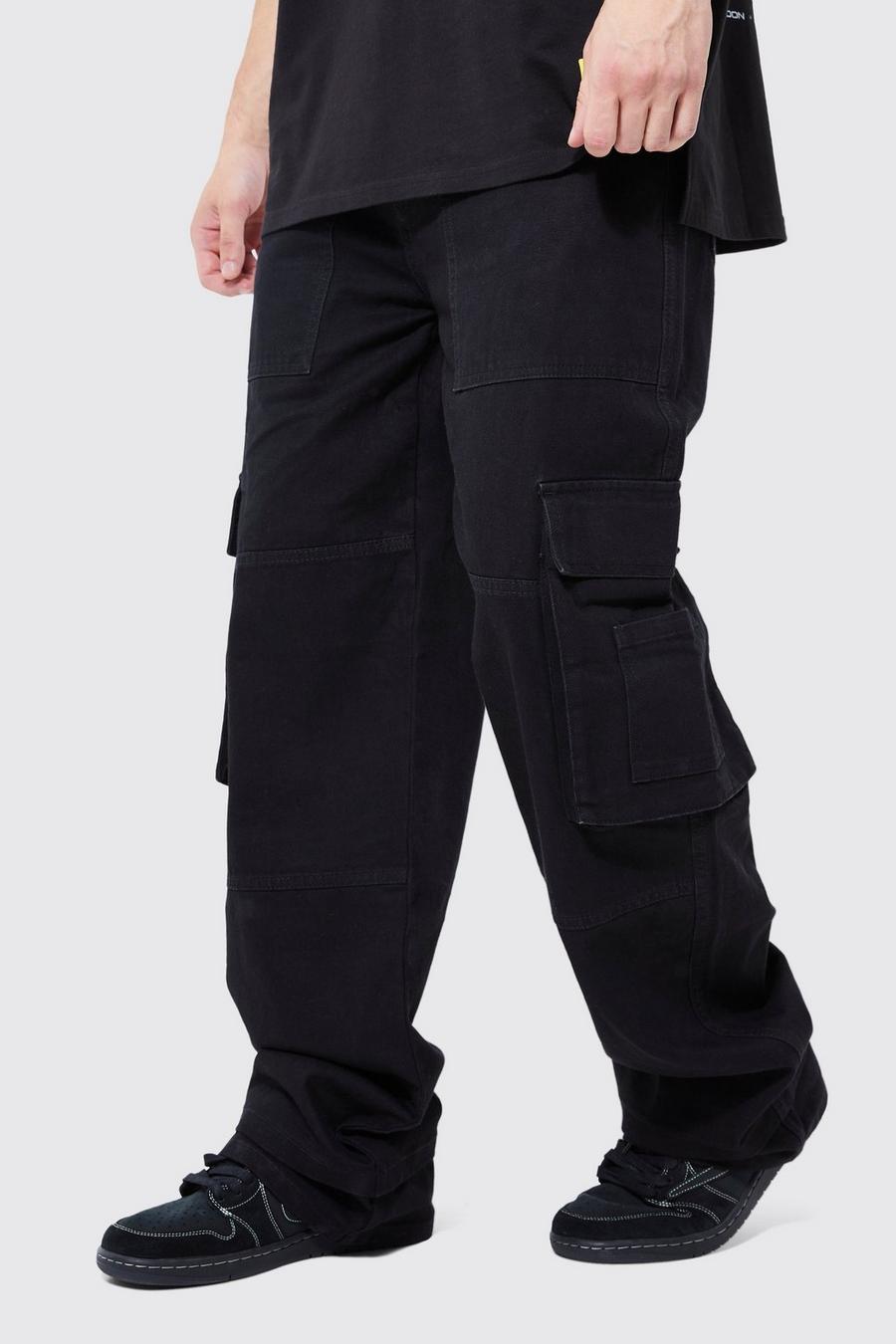Black Tall Baggy Cargo Jeans