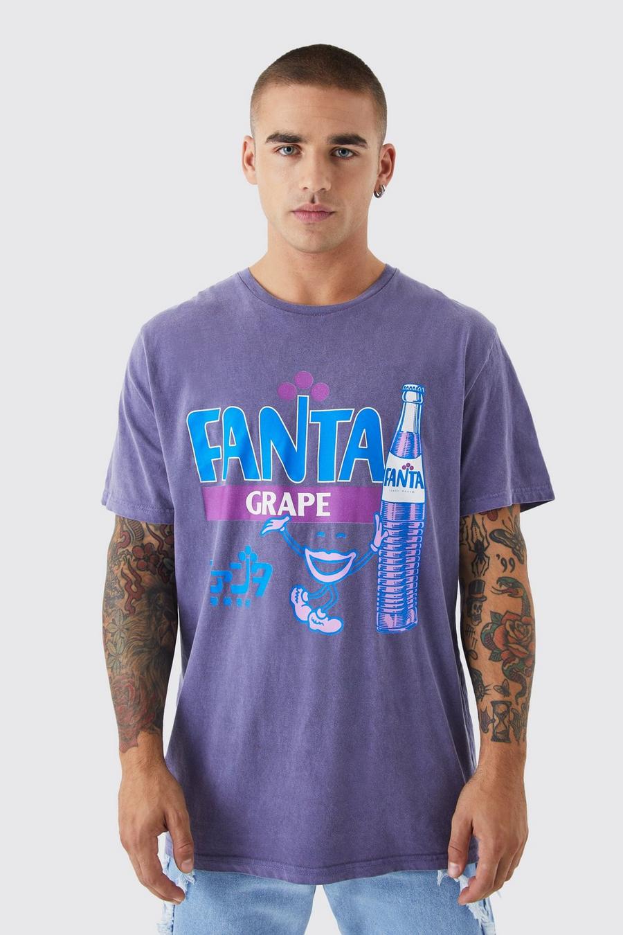 Camiseta oversize sobreteñida con estampado de Fanta, Purple