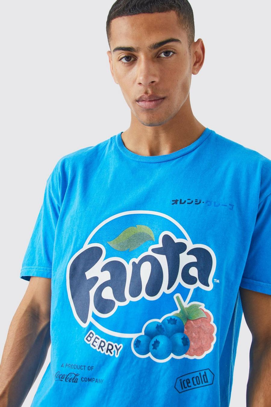 Camiseta oversize sobreteñida con estampado de Fanta, Blue