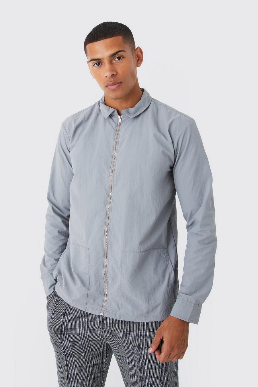 Light grey Teflon Overhemd Met Lange Mouwen