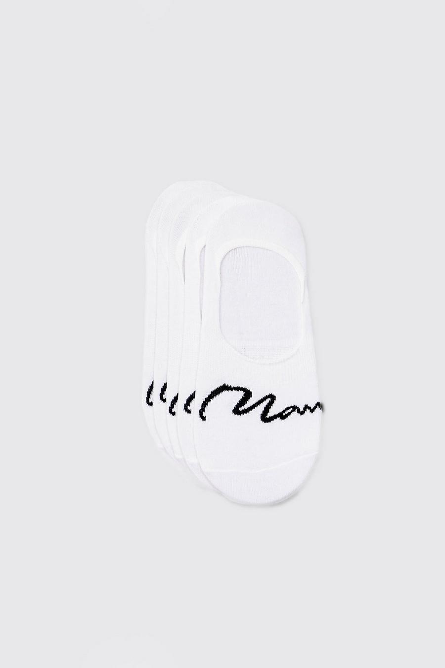 White 5 Pack Man Signature Invisible Socks image number 1