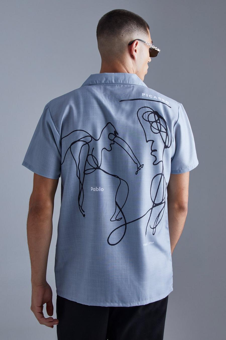 Kurzärmliges Hemd mit Pablo Picasso Print, Grey