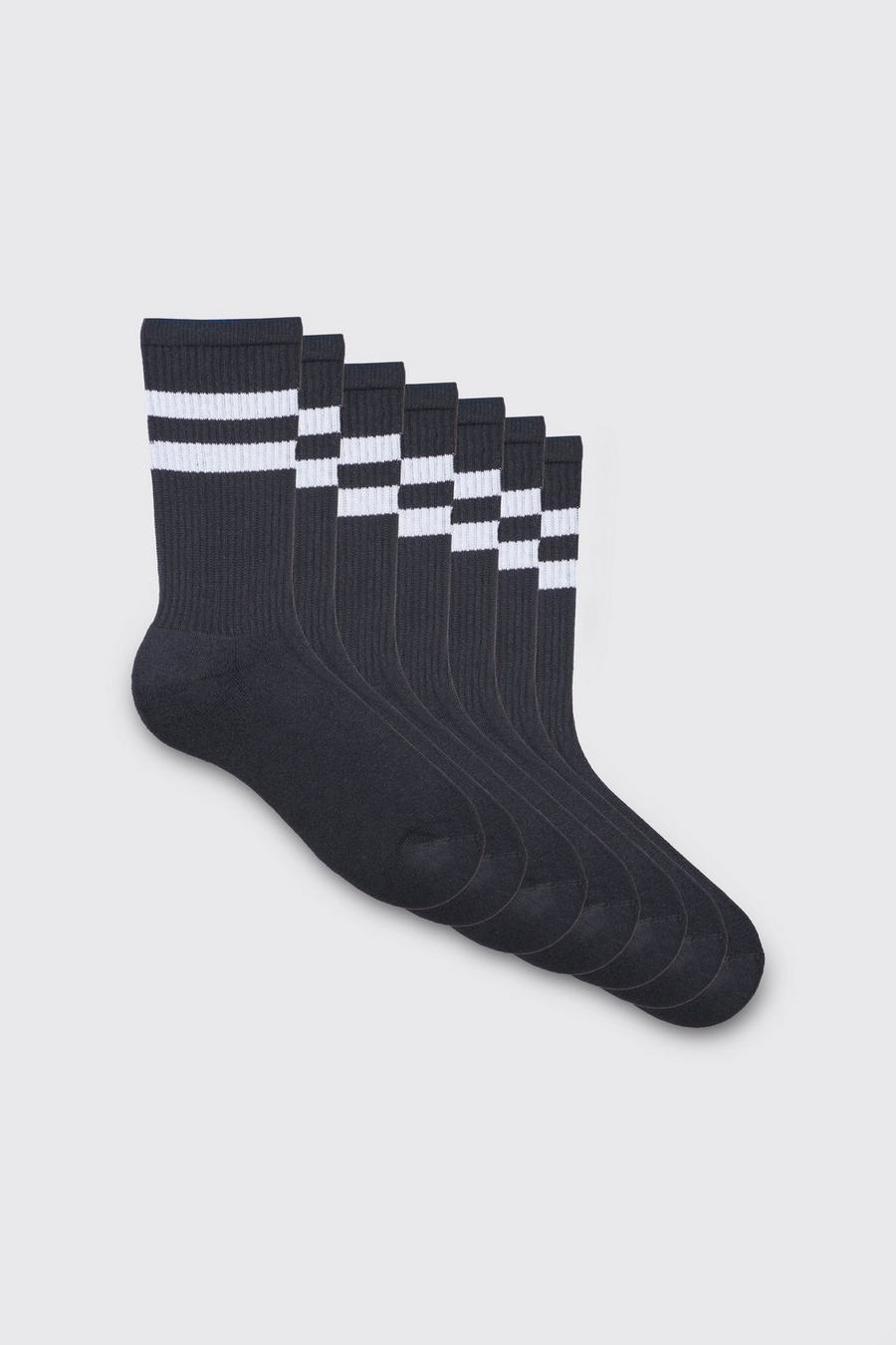 Black 5 Pack Sport Stripe Socks