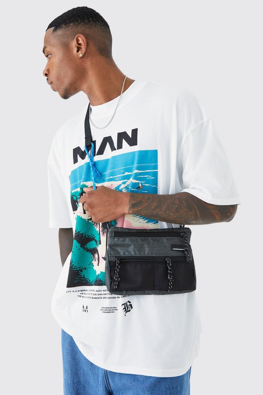 Charcoal Man Nylon Cross Body Utility Bag