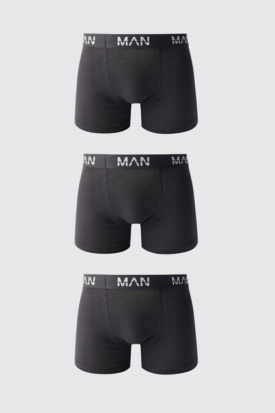 3er-Pack mittellange Man-Dash Boxershorts, Black