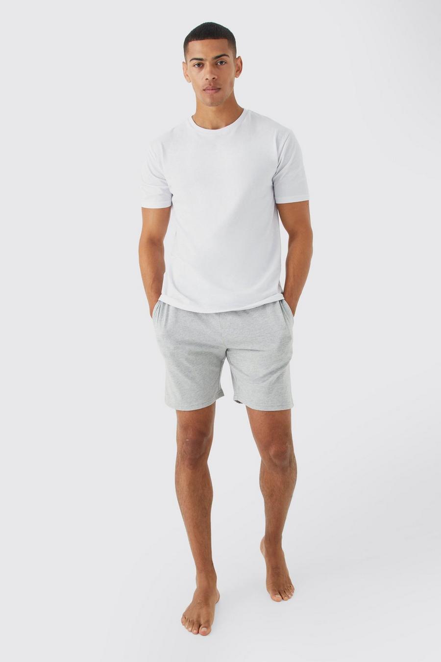 Grey Man Loungewear Set Met Shorts image number 1