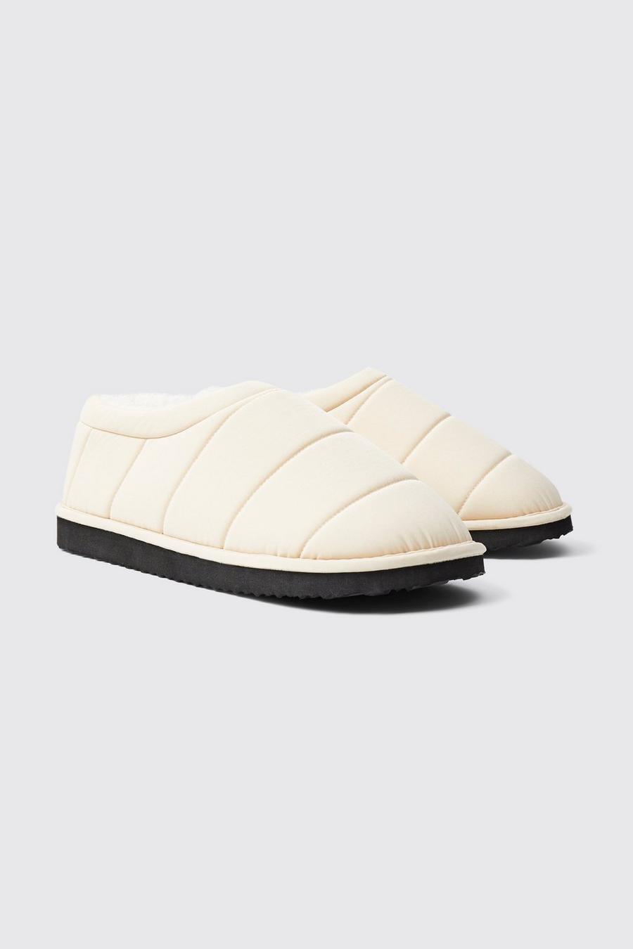 Stone Nylon Quilted Padded Slipper