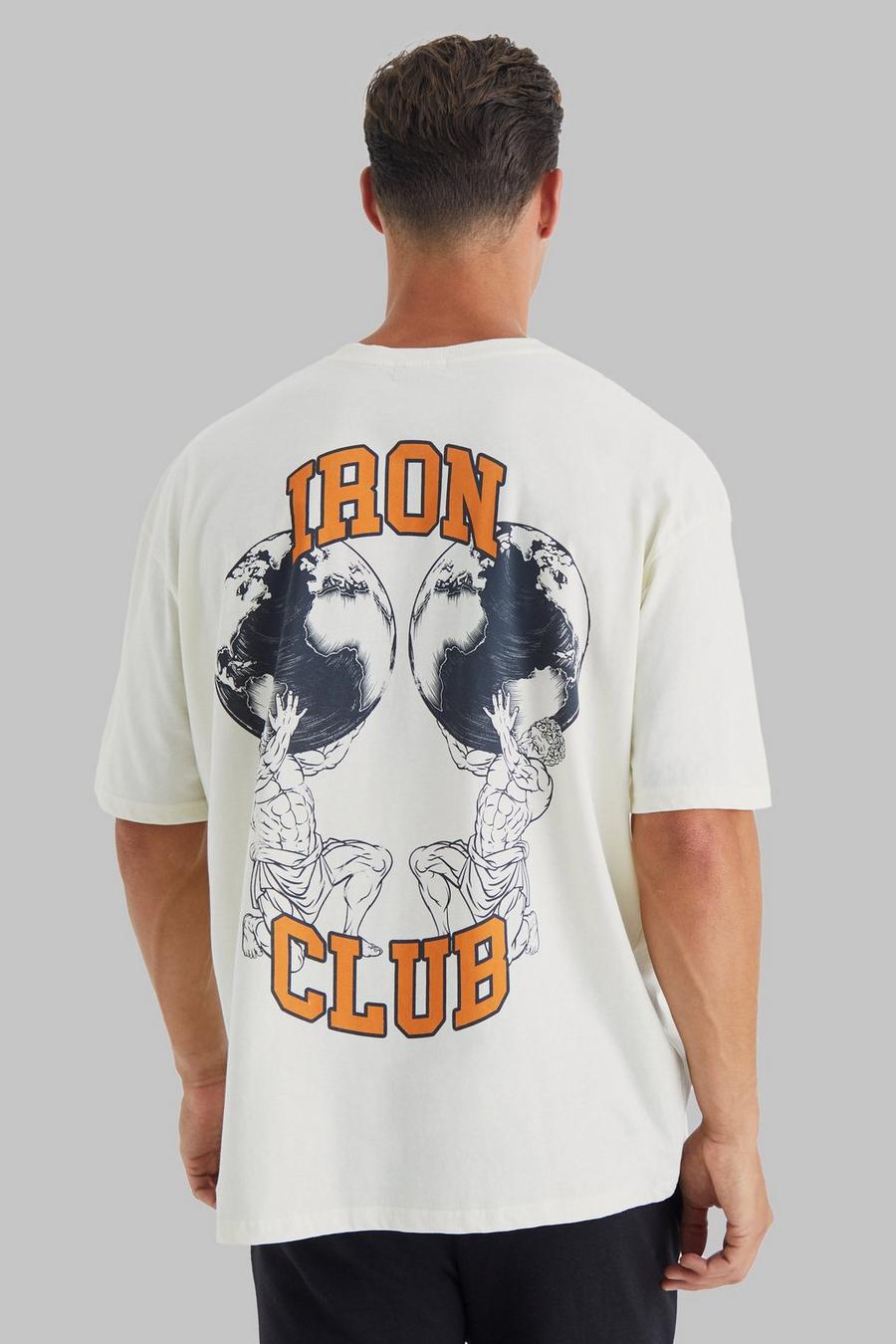 T-shirt Tall oversize Man Active Iron Club, Ecru
