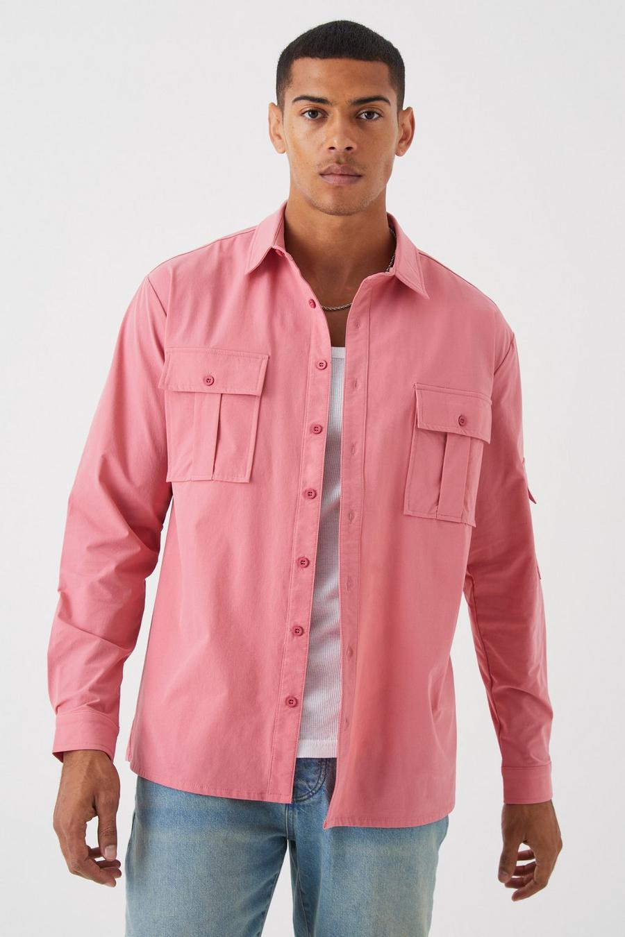 Ma1 Stretch-Overshirt, Pink