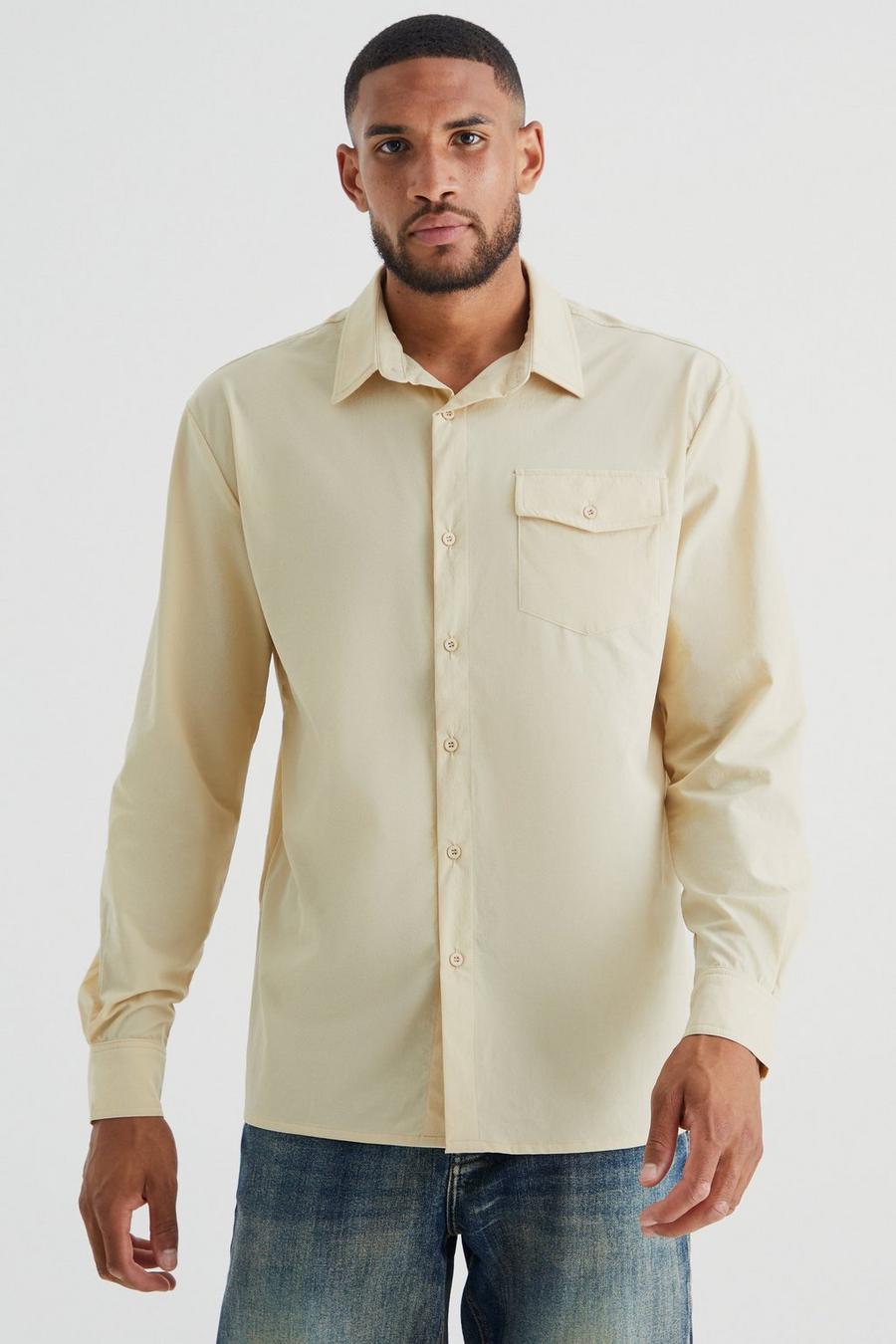 Ecru Tall Technical Stretch Smart Utility Overshirt image number 1