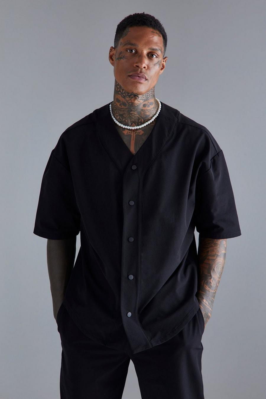 Black Technical Stretch Baseball Shirt