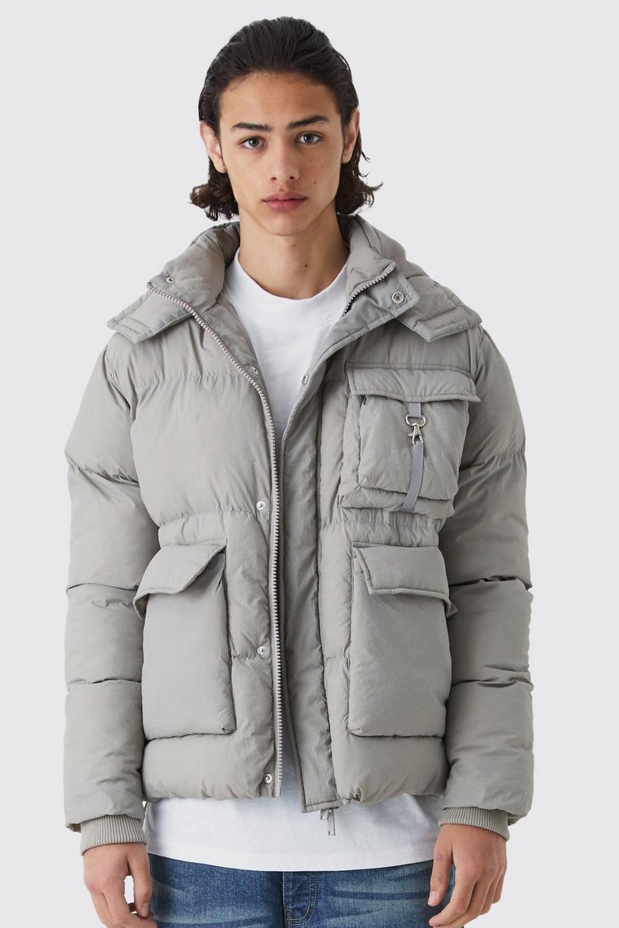 Stone Boxy Utility Pocket Parka