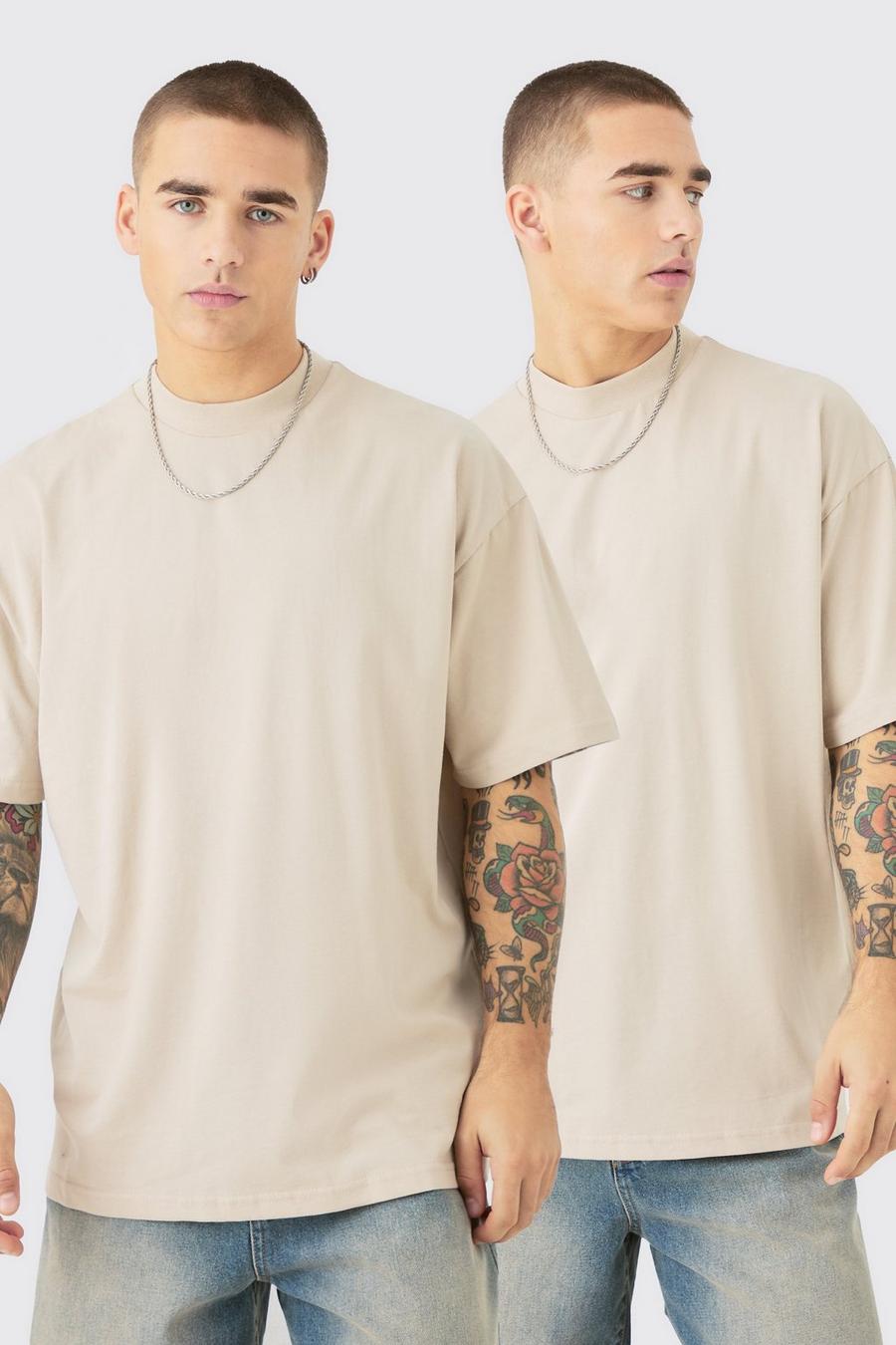 T-shirt oversize pesanti pesanti - set di 2 paia, Sand