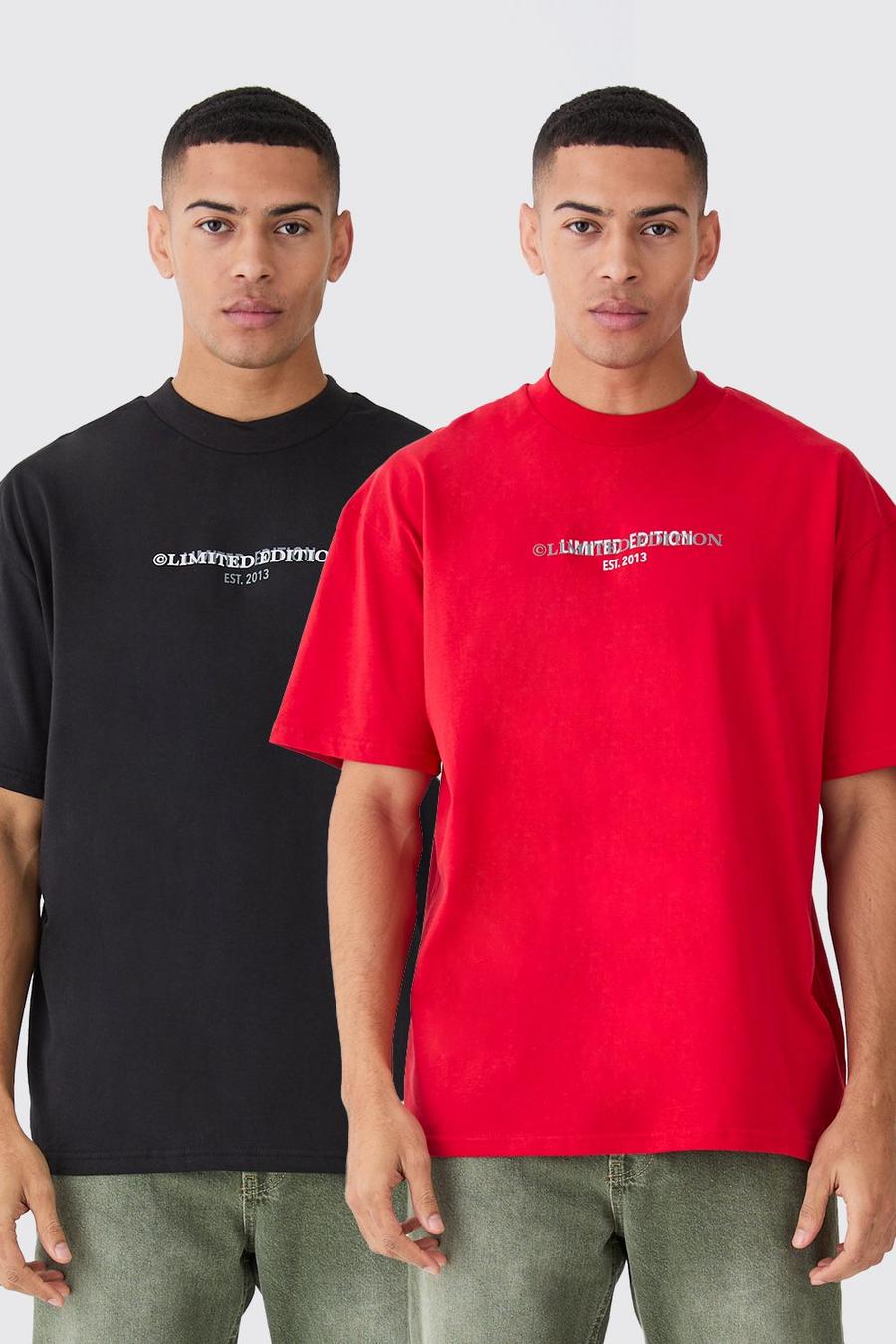 Multi Oversized Dikke Limited T-Shirts (2 Stuks)