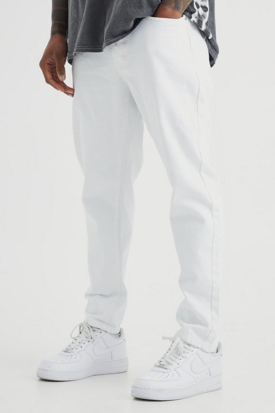 Jeans affusolati in denim rigido, White
