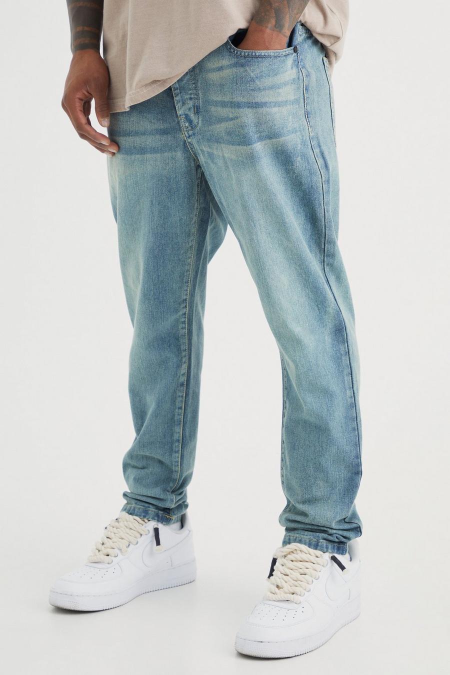 Antique blue Tapered jeans i rigid denim
