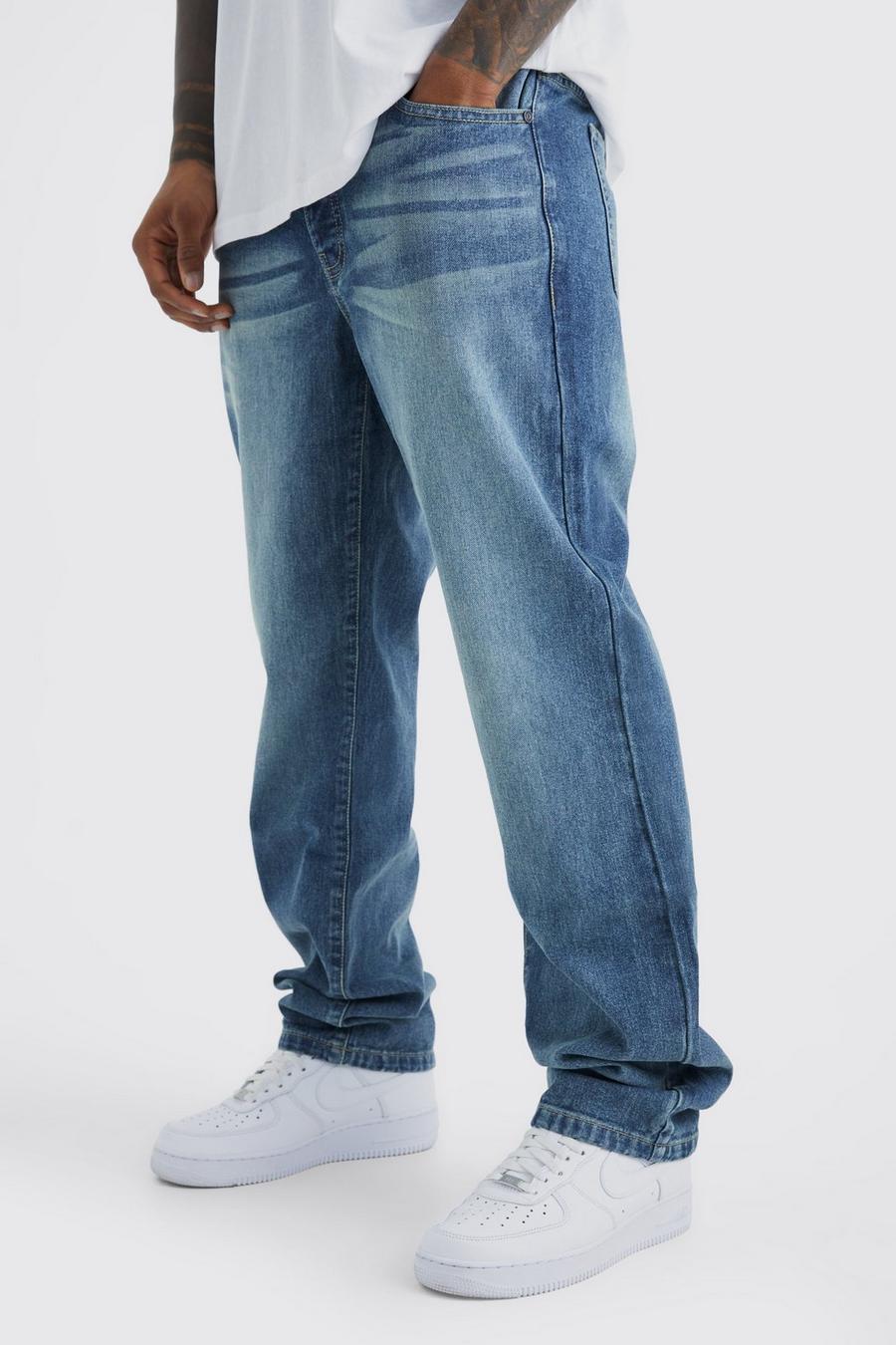 Vintage blue Jeans i rigid denim med ledig passform