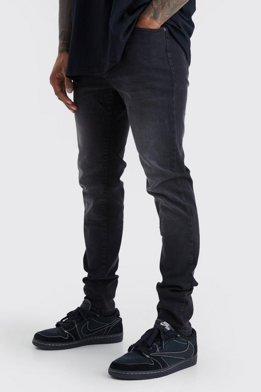 Washed black Skinny jeans med stretch