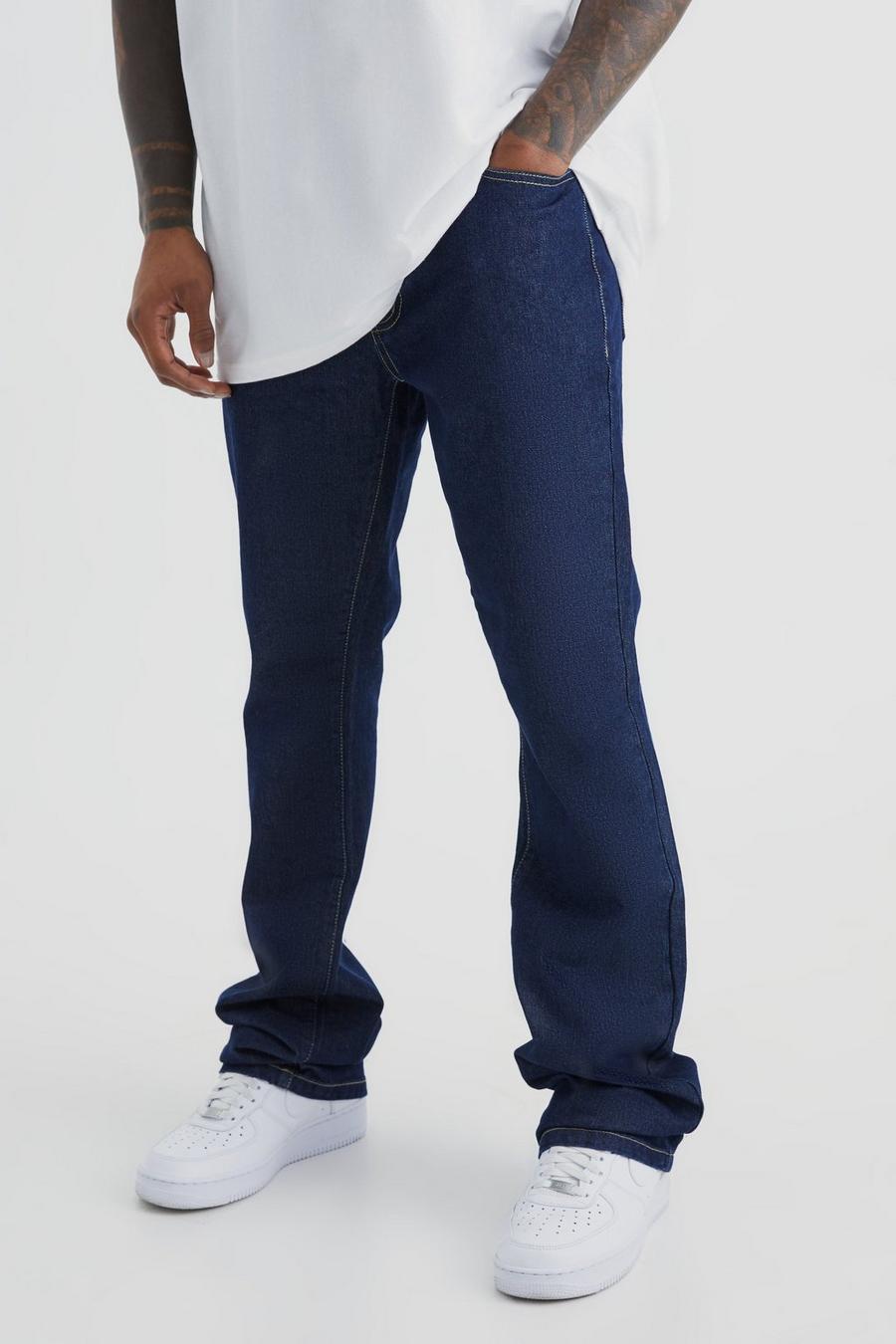 Jeans a zampa Slim Fit in denim rigido, Indigo image number 1