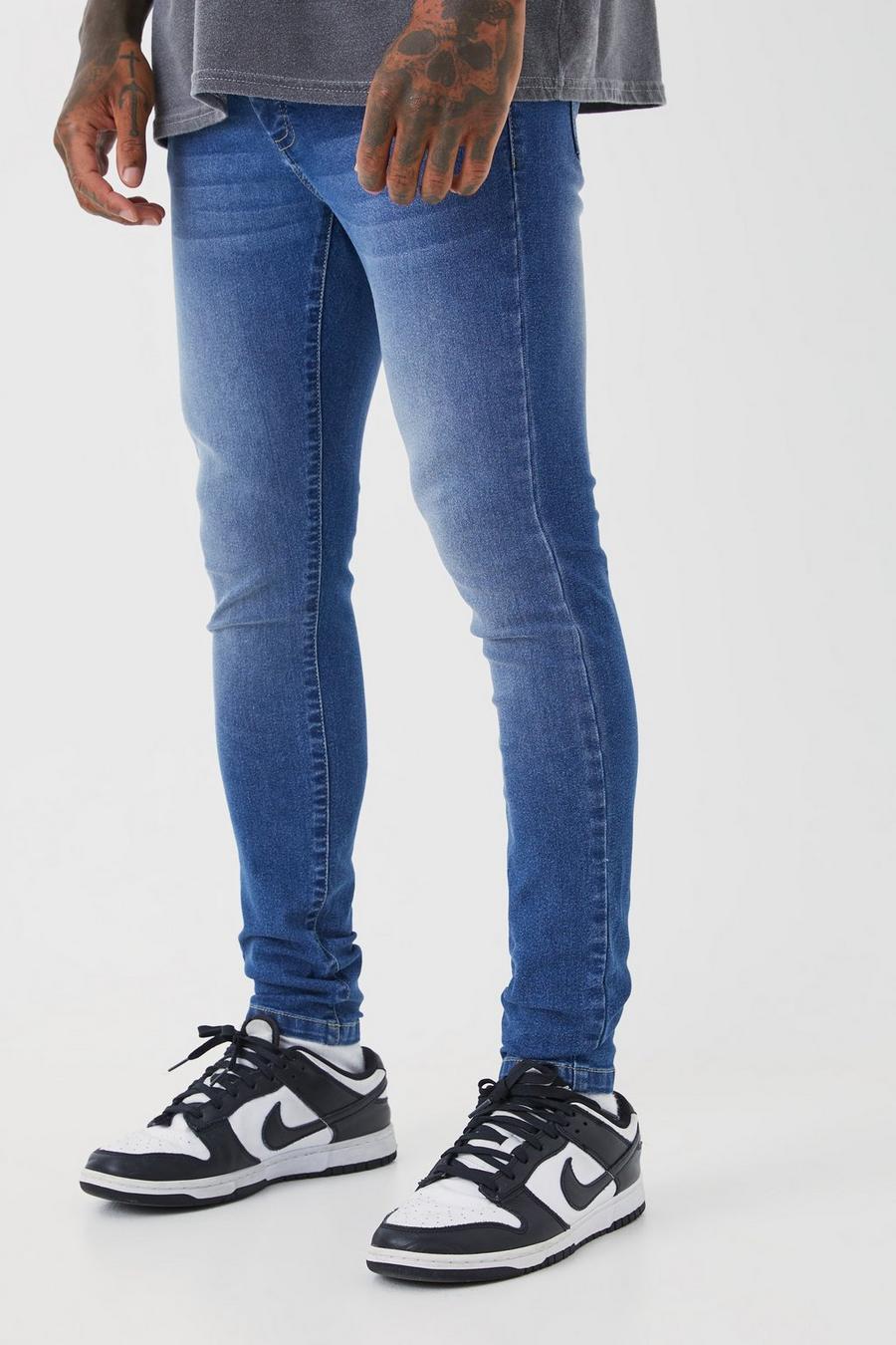 Mid blue Super skinny jeans med stretch