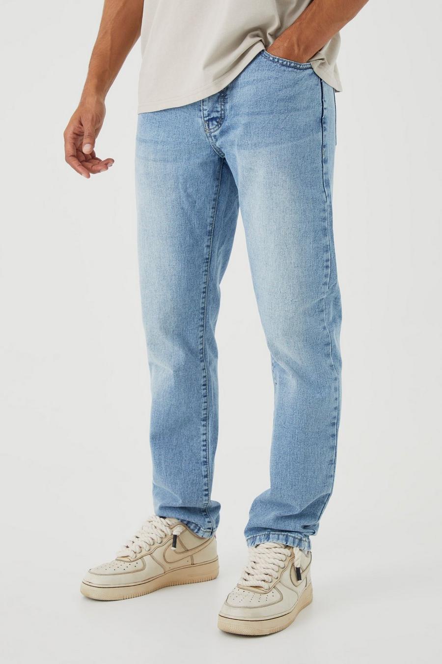 Jeans dritti in denim rigido, Light blue