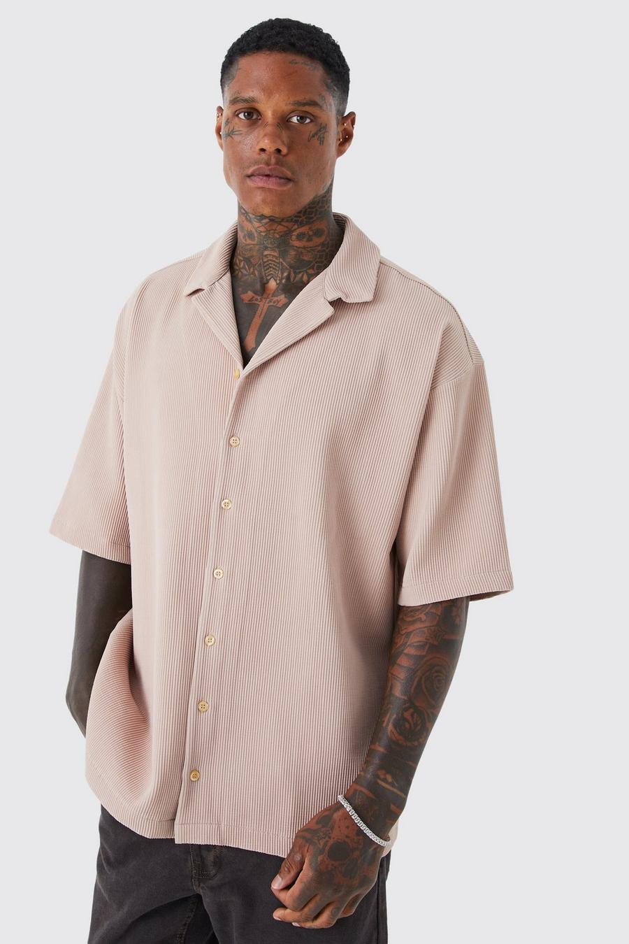 Chemise oversize à manches courtes, Taupe