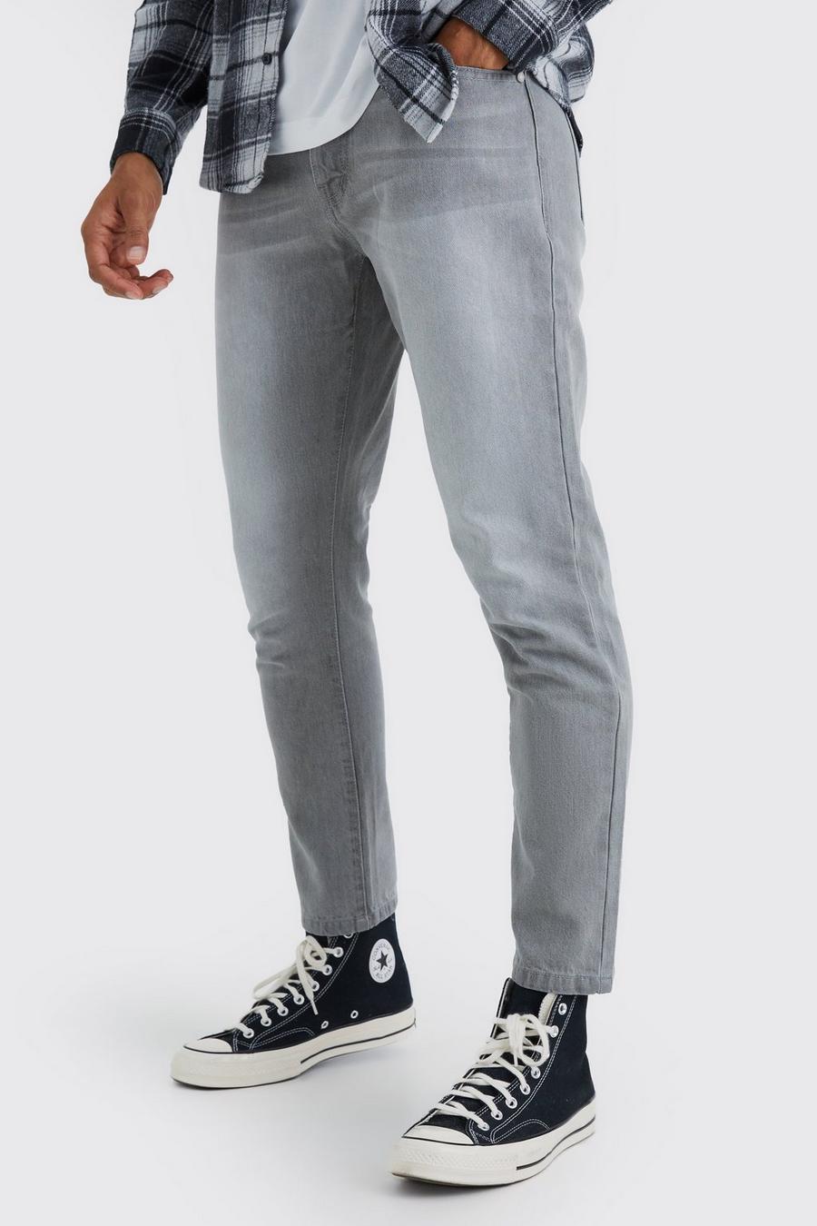 Mid grey Toelopende Onbewerkte Jeans