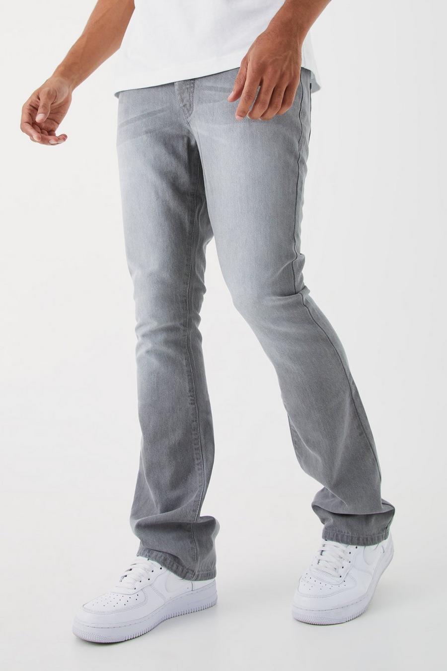 Mid grey Onbewerkte Flared Slim Fit Jeans
