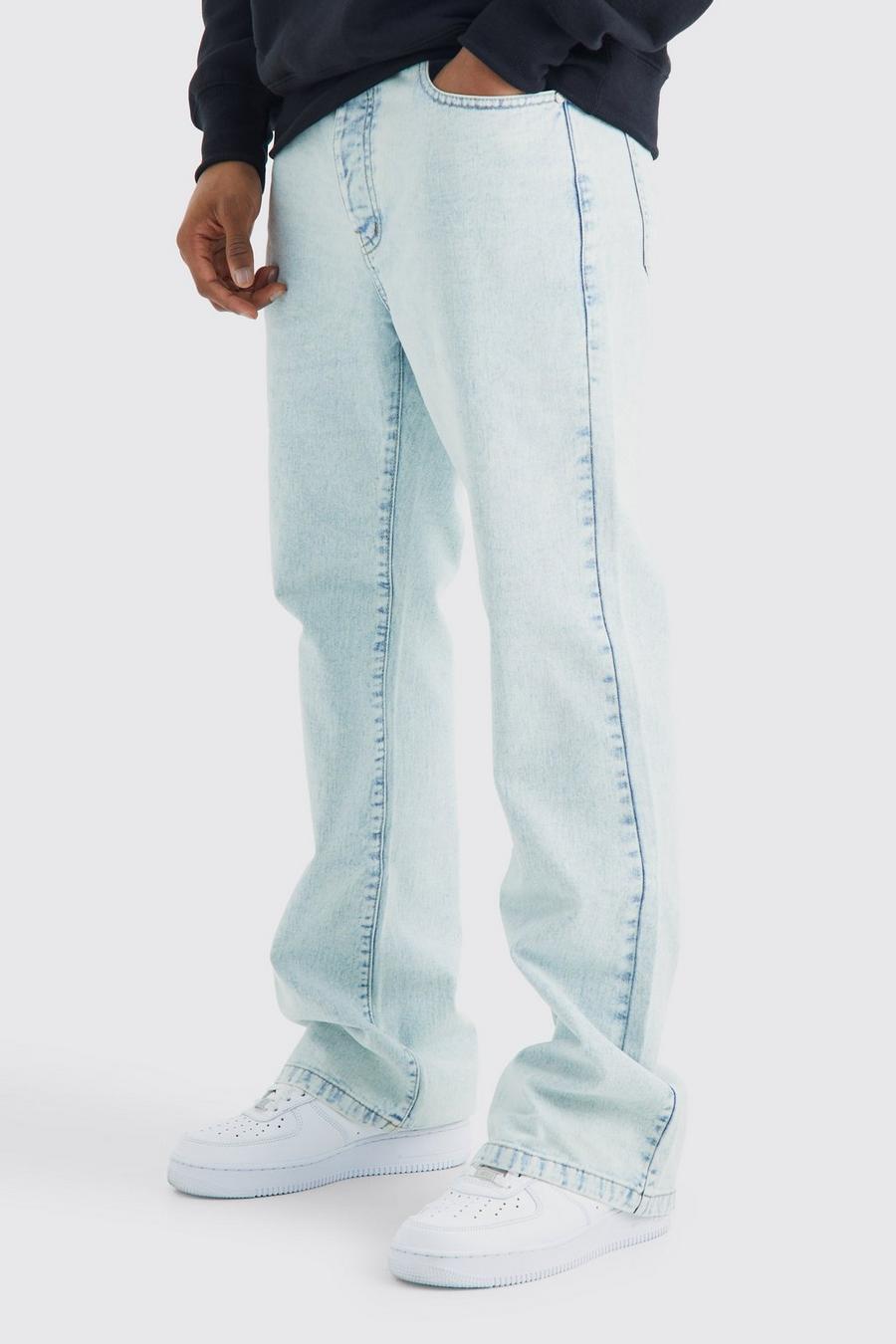 Ice blue Jeans med ledig passform och utsvängda ben
