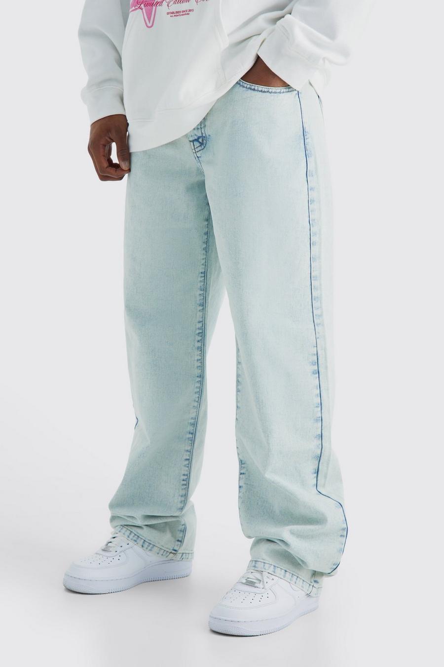 Ice blue Onbewerkte Baggy Jeans