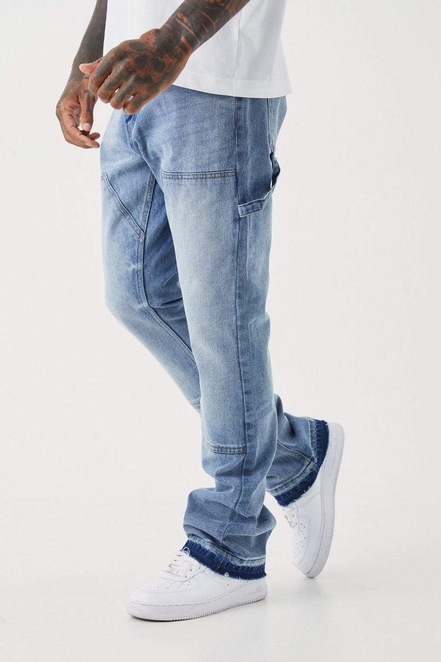Jeans a zampa Slim Fit in denim rigido stile Carpenter, Antique blue