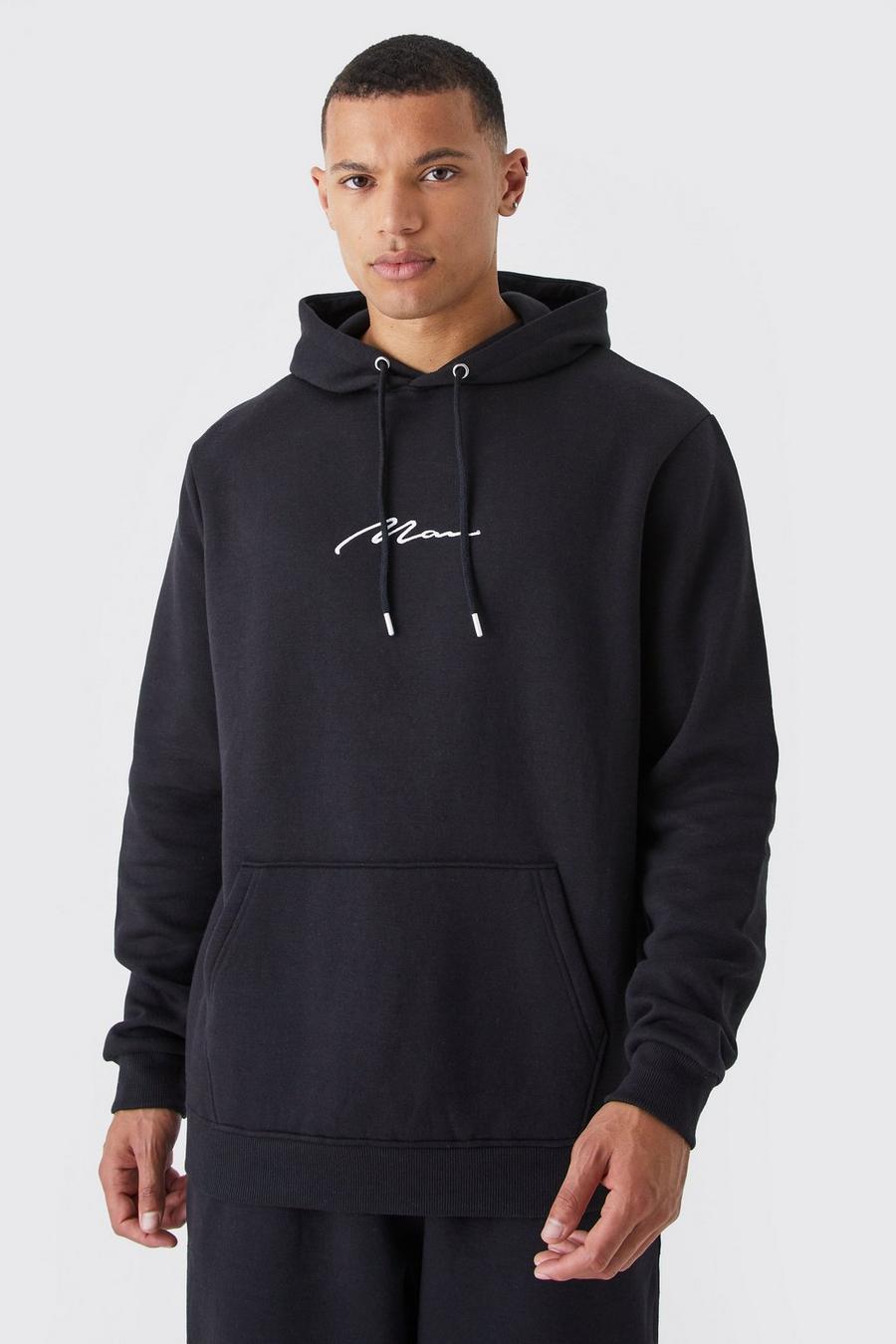 Black Tall Man Signature Over The Head Hoodie image number 1