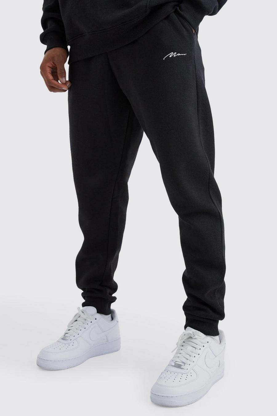 Pantalón deportivo ajustado con firma MAN, Black