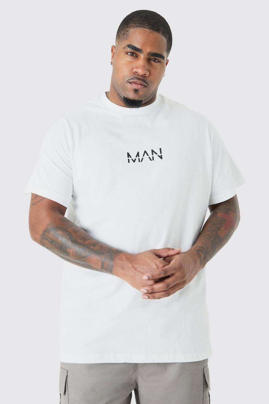 Plus T-Shirt mit Original Man-Print, White