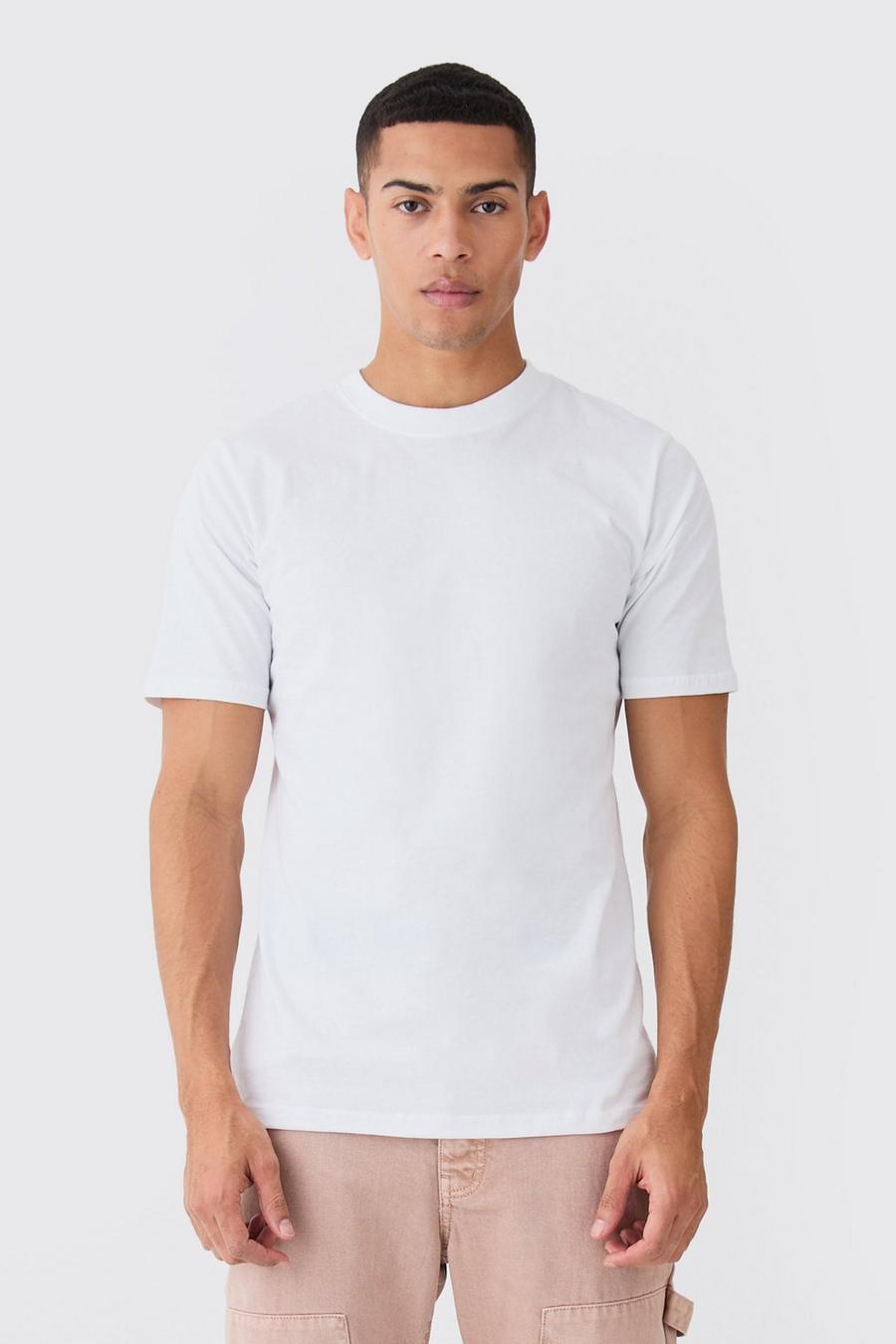 Camiseta básica con cuello de caja, White